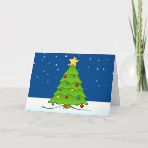 雪の中のかわいいクリスマスツリー シーズンカード