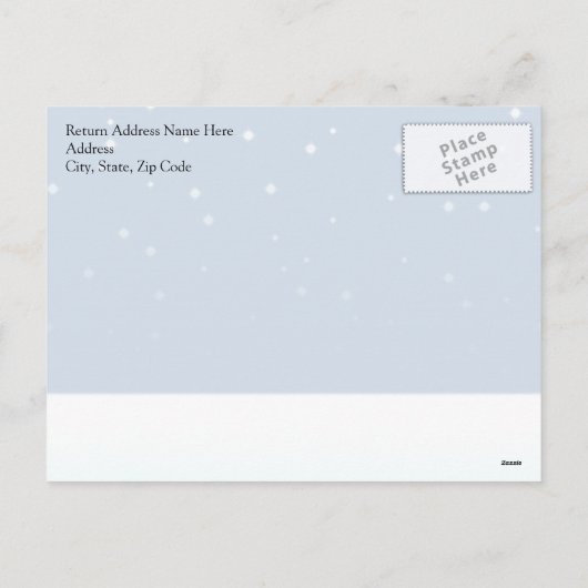 雪の中のかわいいクリスマスツリー シーズンポストカード (裏面)