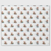 雪の中のかわいいクリスマスネズミ ラッピングペーパー (フラット)