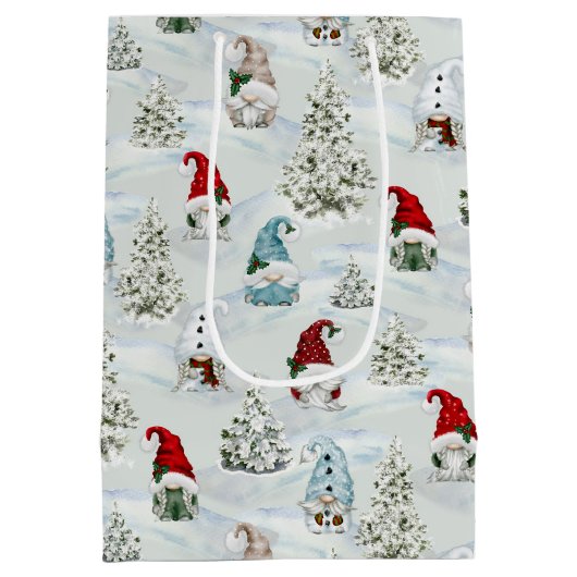 雪の中のかわいいクリスマス格言 ミディアムペーパーバッグ (裏面)