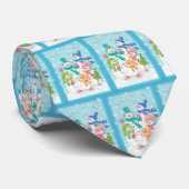 雪の中のかわいいクリスマス雪だるまファミリー ネクタイ (ロール)