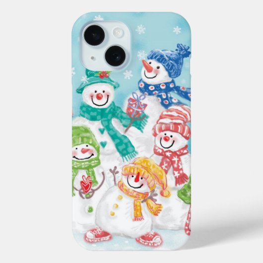 雪の中のかわいいクリスマス雪だるまファミリー Case-Mate iPhoneケース (裏面)