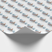 雪の中のかわいいバニーのクリスマスホリデーギフトラップ ラッピングペーパー (角)