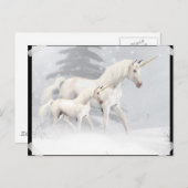 雪の中のかわいいユニコーン1 ポストカード (正面/裏面)