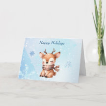 雪の中のかわいい漫画の鹿