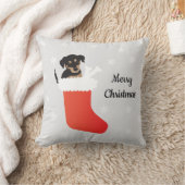 雪の中のかわいい犬ストッキング クッション (ブランケット)