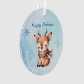 雪の中のかわいい鹿 オーナメント (正面)