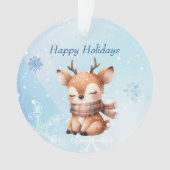 雪の中のかわいい鹿 オーナメント (正面)