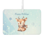 雪の中のかわいい鹿 カーエアーフレッシュナー (裏面)