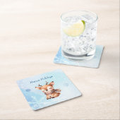 雪の中のかわいい鹿 スクエアペーパーコースター (インサイチュ)