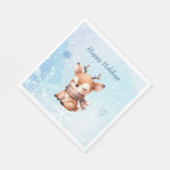 雪の中のかわいい鹿 スタンダードランチョンナプキン (角)