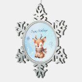 雪の中のかわいい鹿 スノーフレークピューターオーナメント (右)