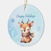 雪の中のかわいい鹿 セラミックオーナメント (左)