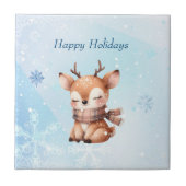 雪の中のかわいい鹿 タイル (正面)