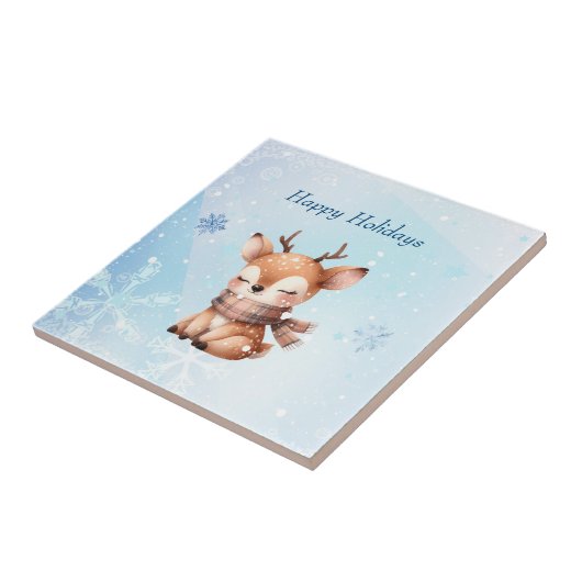 雪の中のかわいい鹿 タイル (側面)