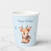 雪の中のかわいい鹿 紙コップ (裏面)