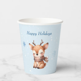 雪の中のかわいい鹿 紙コップ