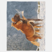 雪の中のアイス遊ランドの馬のおもしろい子馬 フリースブランケット (正面)