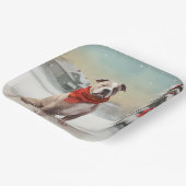 雪の中のアメリカの(犬)スタッフォード犬 ペーパープレート (傾斜あり)