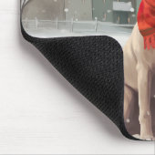 雪の中のアメリカの（犬）スタッフォード犬 マウスパッド (コーナー)