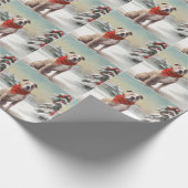 雪の中のアメリカの（犬）スタッフォード犬 ラッピングペーパー (角)