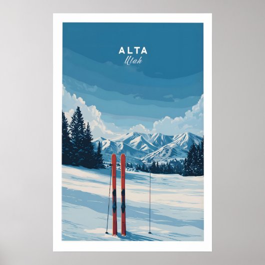 雪の中のアルタユタスキー印刷 - 風景スキーリゾート ポスター (正面)