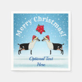 雪の中のアルパイン乳製品ヤギのクリスマス スタンダードカクテルナプキン (正面)