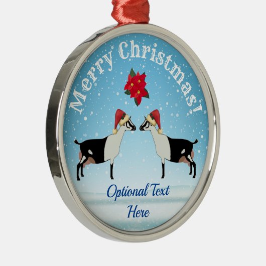 雪の中のアルパイン乳製品ヤギのクリスマス メタルオーナメント (右)