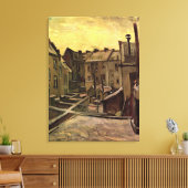 雪の中のアントワープの古い家の裏庭 キャンバスプリント (インサイチュ (リビング))