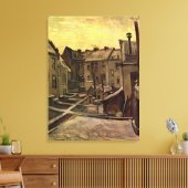 雪の中のアントワープの古い家の裏庭 キャンバスプリント (インサイチュ (リビング))