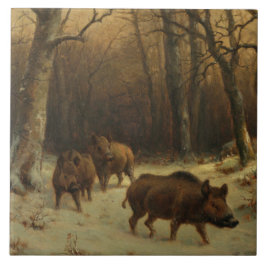 雪の中のイノシシ(Rosa Bonheur) タイル