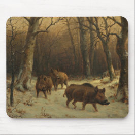 雪の中のイノシシ(Rosa Bonheur) マウスパッド