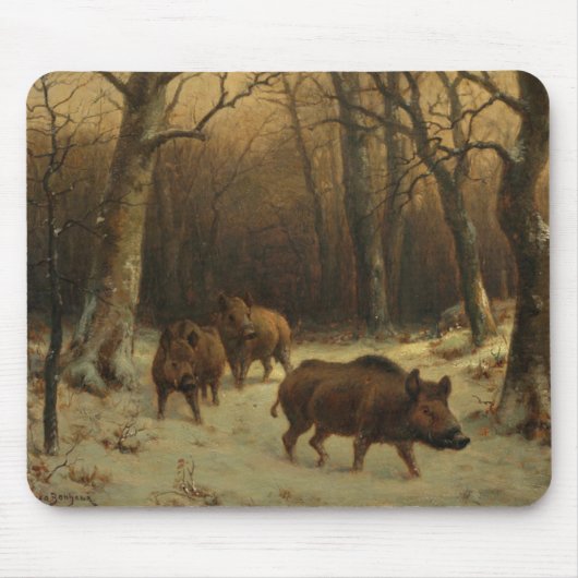 雪の中のイノシシ(Rosa Bonheur) マウスパッド (正面)
