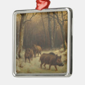雪の中のイノシシ(Rosa Bonheur) メタルオーナメント (左)