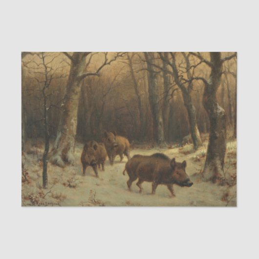 雪の中のイノシシ(Rosa Bonheur) 薄葉紙 (正面)
