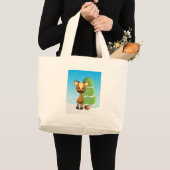 雪の中のウェイン鹿 ラージトートバッグ (正面(商品))