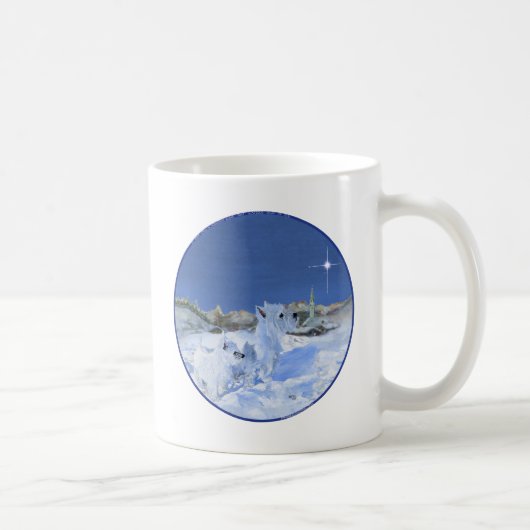 雪の中のウェスティ コーヒーマグカップ (右)
