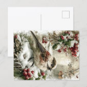 雪の中のエナガ シーズンポストカード (正面/裏面)