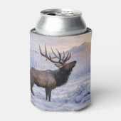 雪の中のエルク 缶クーラー (缶正面)