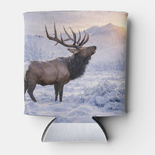 雪の中のエルク 缶クーラー (正面)