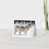 雪の中のオオカミのホリデーカード シーズンカード (正面)