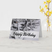 雪の中のオートバイ冬の誕生日カードバイクもしくは自転車に乗る人 カード (黄色い花)