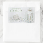 雪の中のオーナメント付きクリスマスホワイトランタン 長方形シール (バッグ)