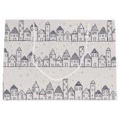 雪の中のカラリングブッククリスマスビレッジ ラージペーパーバッグ (正面)