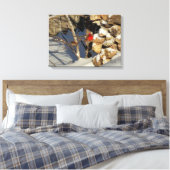 雪の中のカーディナル キャンバスプリント (インサイチュ (寝室))