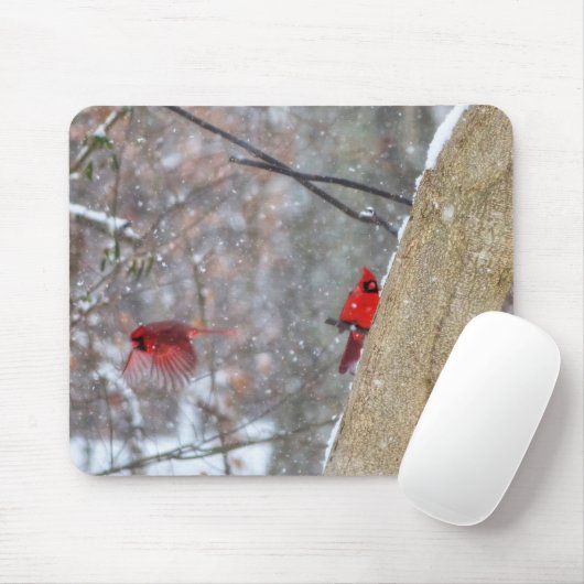 雪の中のカーディナル マウスパッド (マウス)