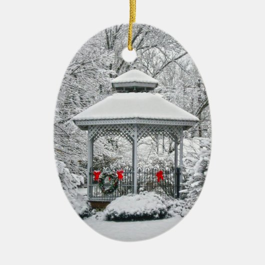 雪の中のガゼボ セラミックオーナメント (正面)