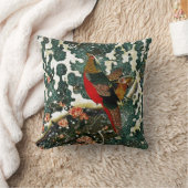 雪の中のキジ、松の木、バラ、日本のフローラ クッション (ブランケット)