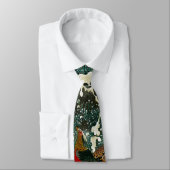 雪の中のキジ、松の木、バラ、日本のフローラ ネクタイ (タイ)