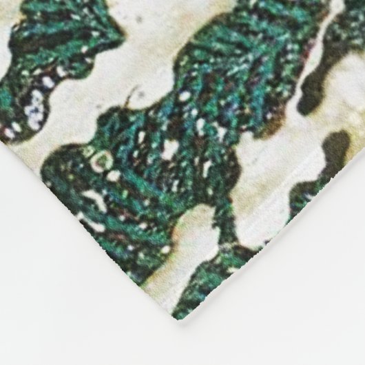 雪の中のキジ、松の木、バラ、日本のフローラ フリースブランケット (角)